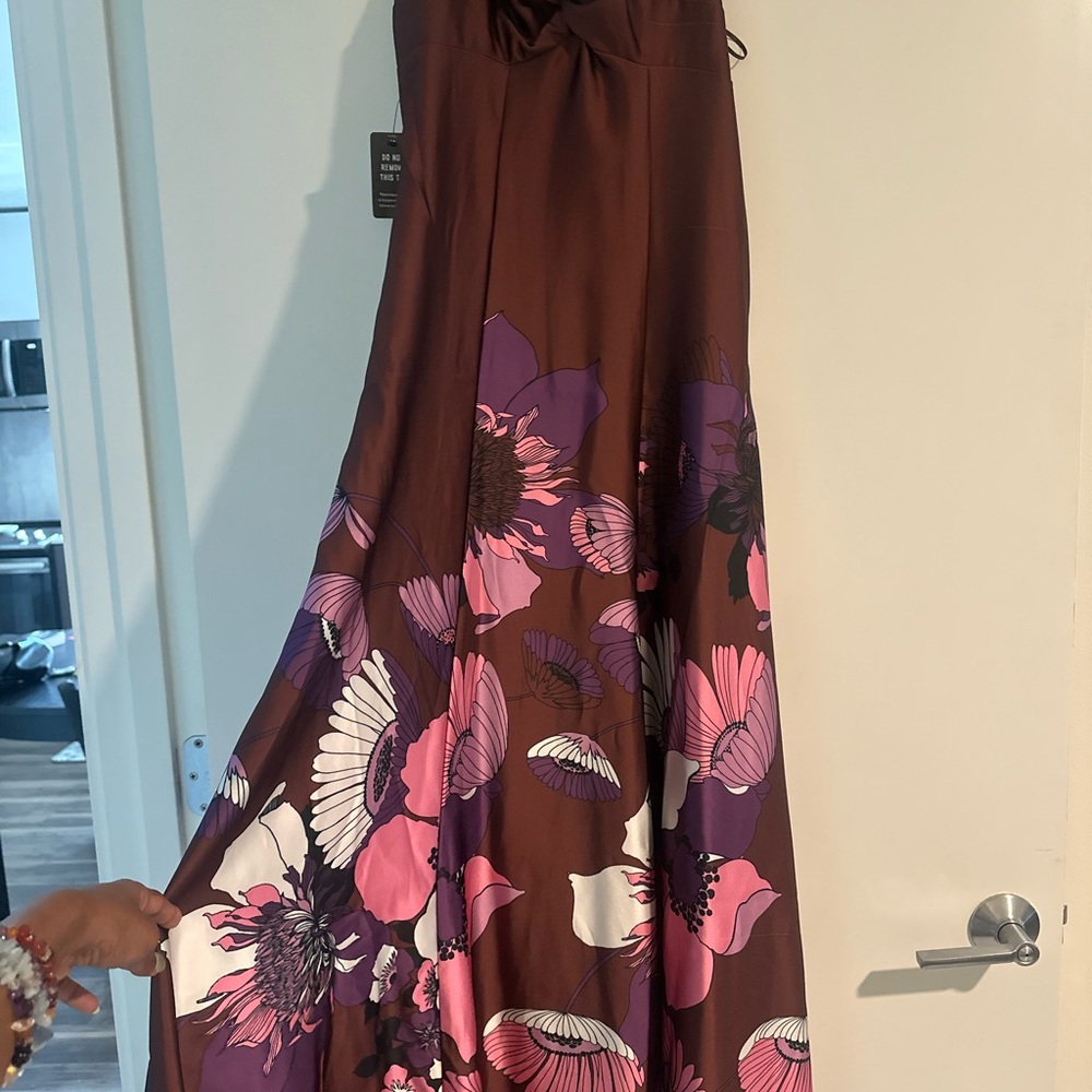 Express Brown and Pink Floral Wedding Dress